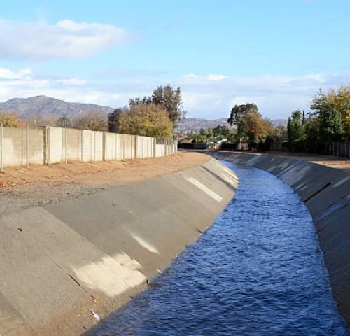 "After a rain, this flood control channel routes the water to the sea."